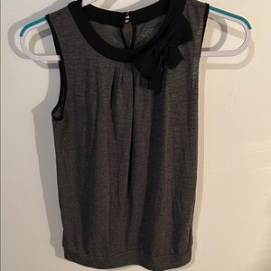 LOFT Charcoal Sleeveless Blouse with Black Bow